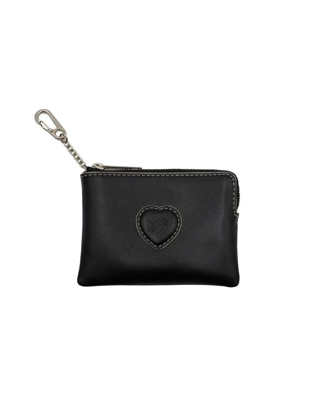 HEART ZIPPER WALLET_black plain