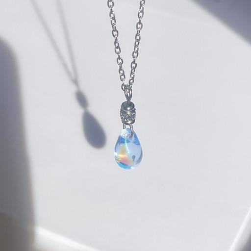 체코유리 물방울 빈티지 목걸이