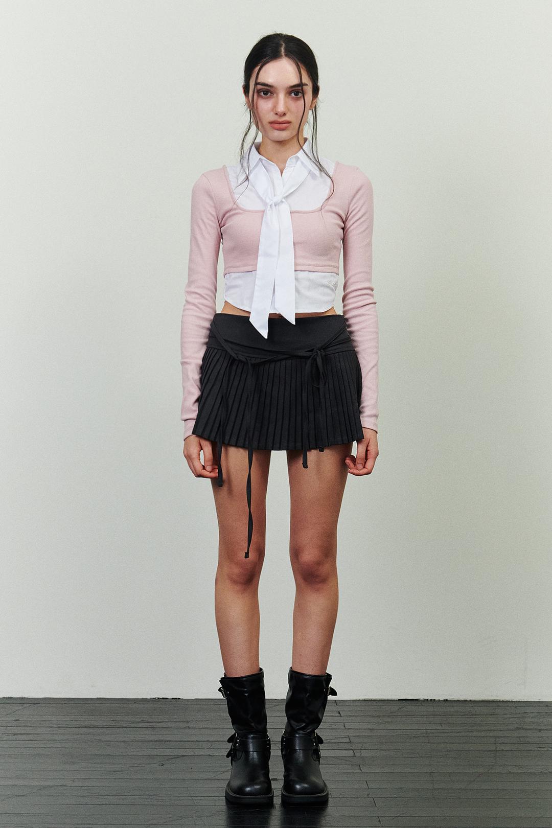 [8/26~] ECHO PLEATS SKIRT charcoal