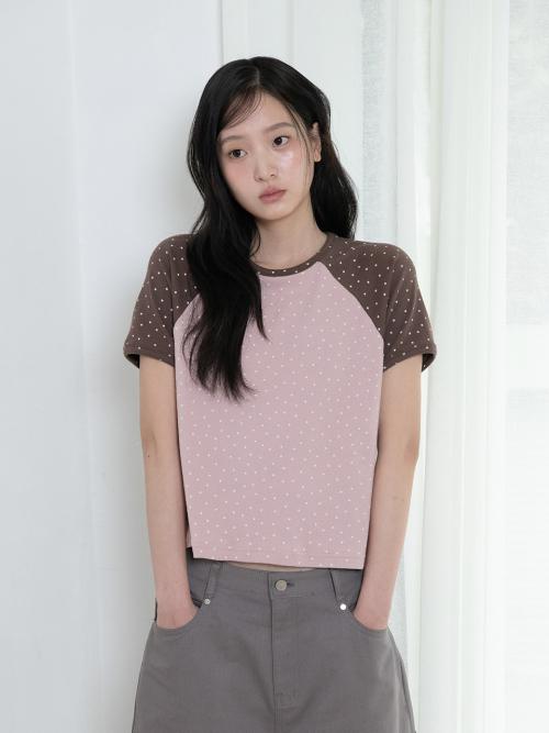 미니 스타 래글런 티셔츠, 핑크