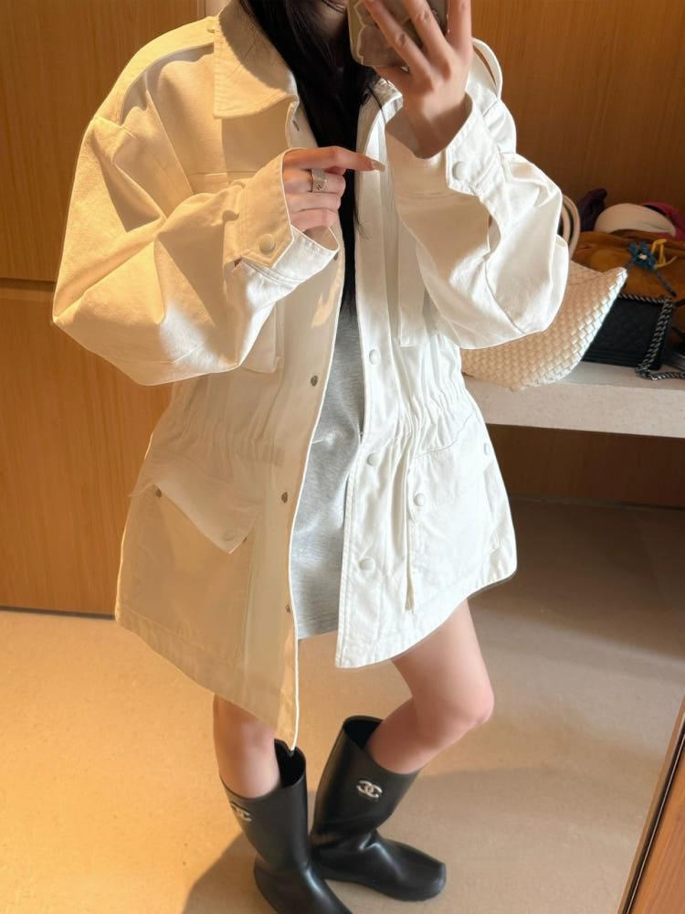 [더누베]밀리 2컬러 캐주얼 루즈핏 미디 워크 자켓