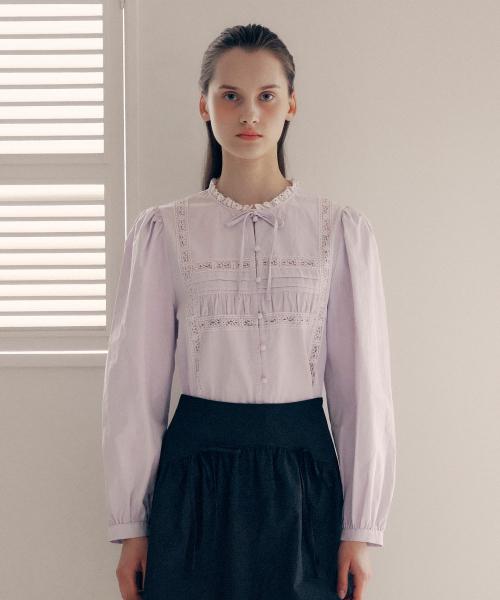 HIGH NECK FRILL BLOUSE LAVENDER