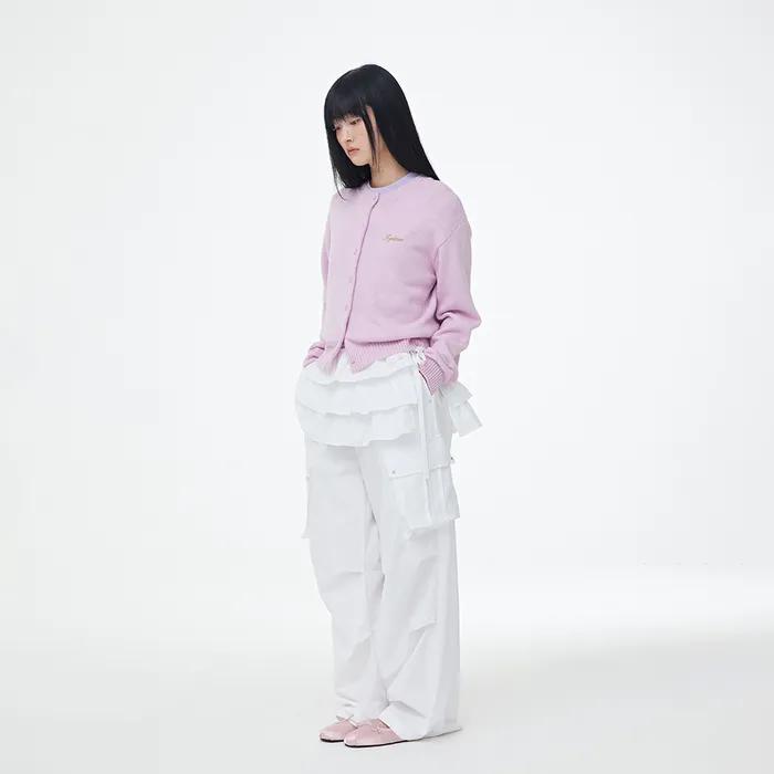 Frill Layered Skirt Pants (white)