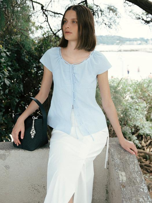 Seersucker Slim Blouse SW5MB232_2color