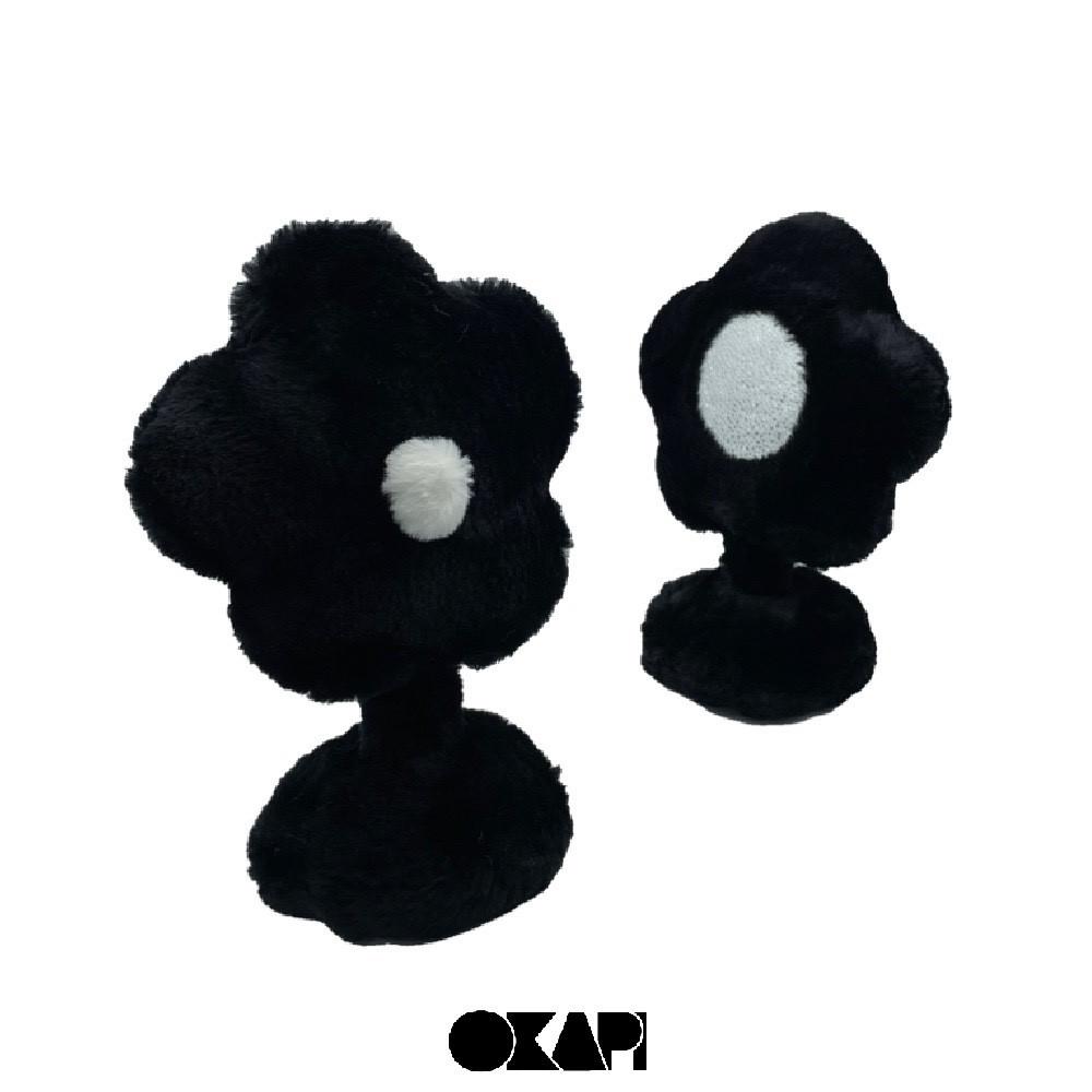 flower fur mirror (black)