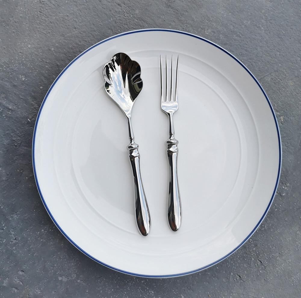 로만 북유럽 빈티지 스테인리스 스틸 디저트 케이크 요거트 과일 수저 포크 세트