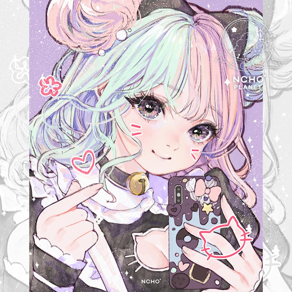 [엔쵸플래닛] Neko Selfie Girl 양면 엽서