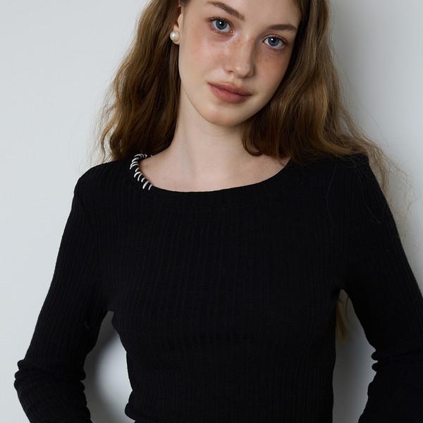 LAYERED STITCH T-SHIRT - BLACK