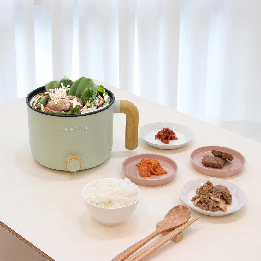 쿠잉 멀티쿠커 CPO-1522 민트 전기냄비 미니 여행용 전골 1인용 샤브샤브 라면포트
