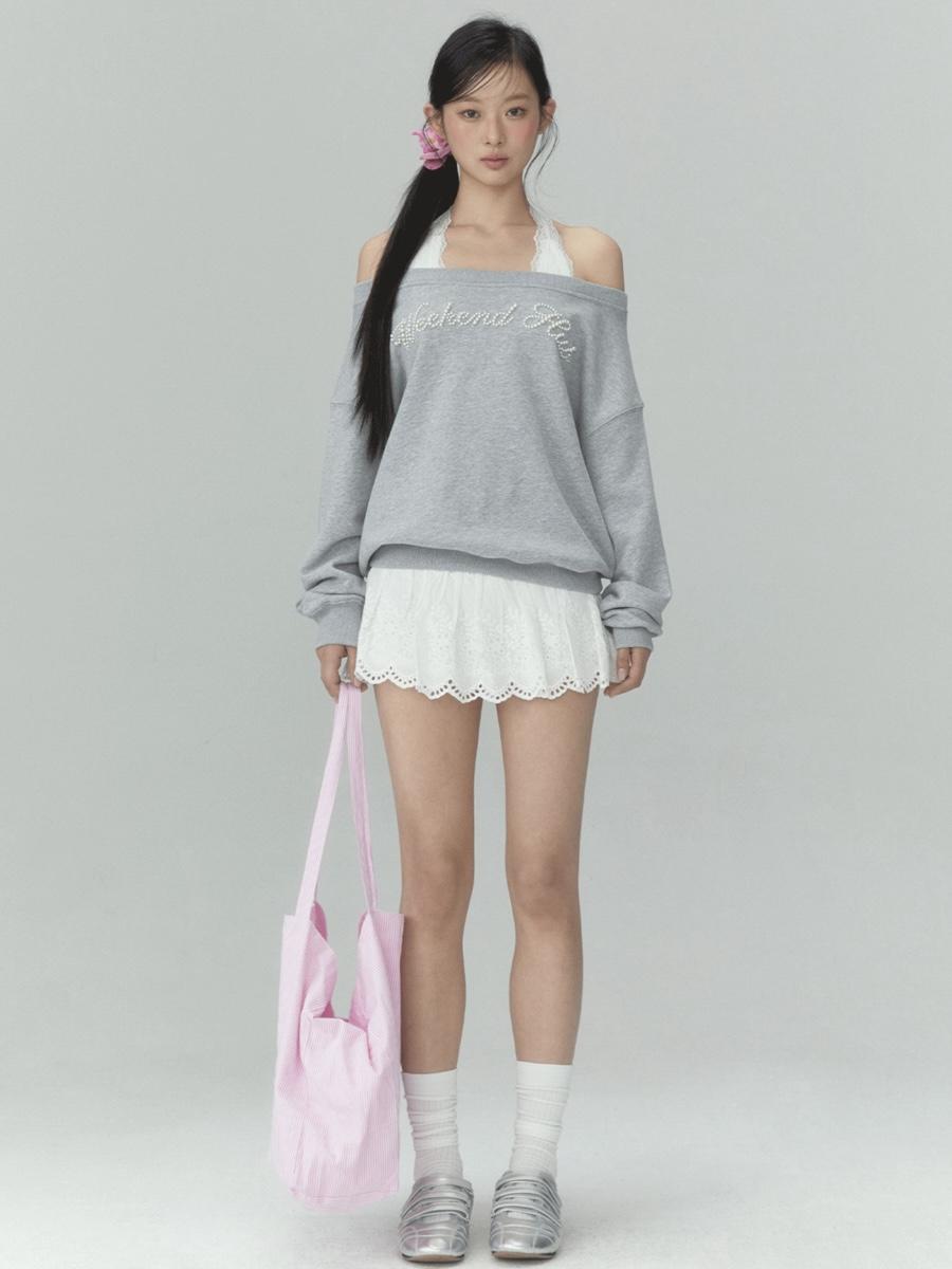 Weekendhub White Lace Punching Skirt
