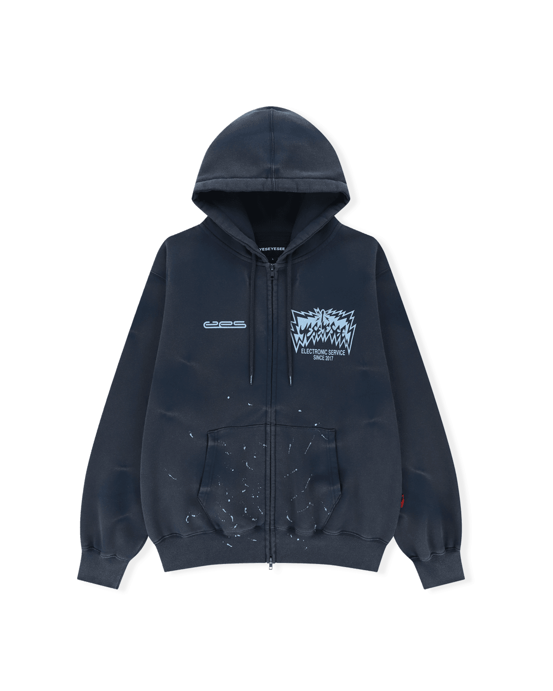 Y.E.S Painted zip up Hoodie Navy