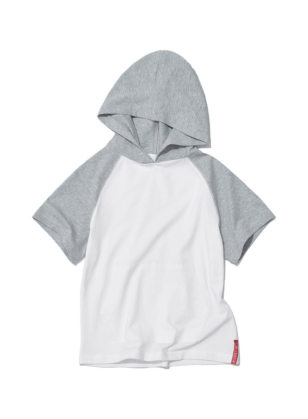 [WOMEN] PWC COLORBLOCK POCKET HOODIE SHORT SLEEVE TEE_WHITE