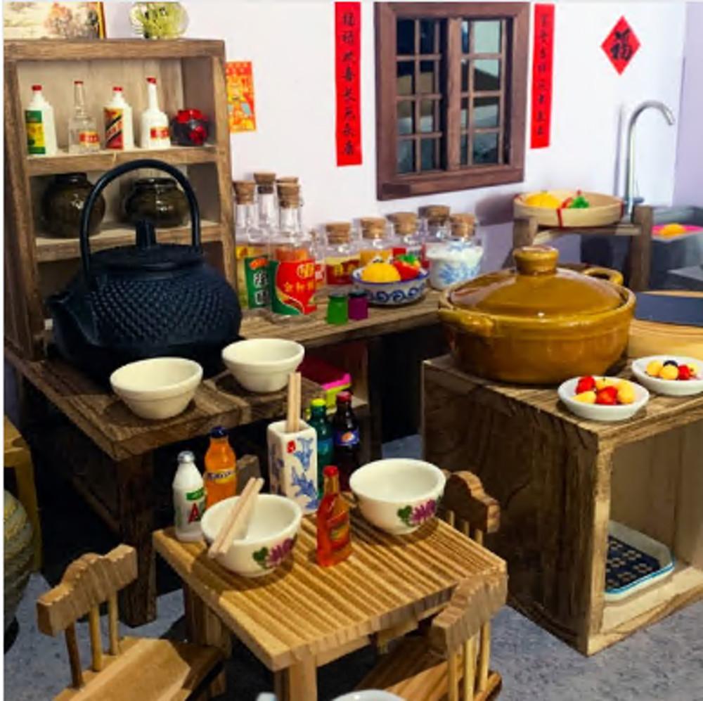 미니어처 주방 가마솥 실제 요리가 되는 세트 하우스-S