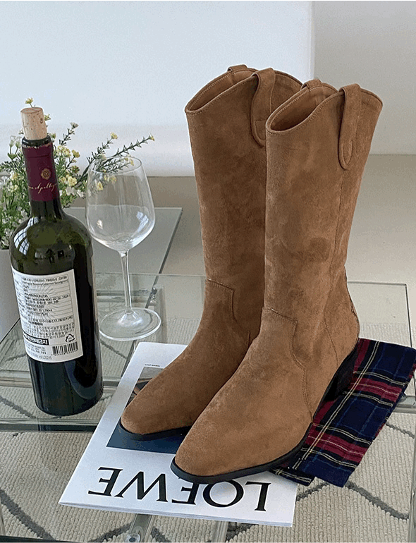 더플럼비 미디 웨스턴 스웨이드부츠