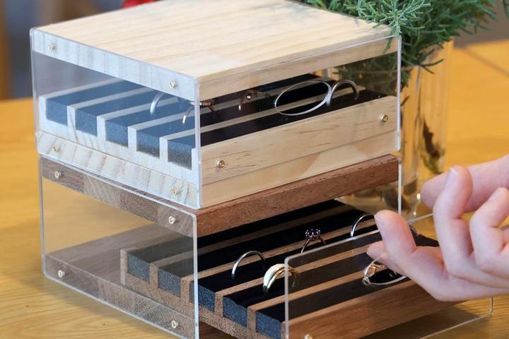 주얼리 벨벳 보관함 원목 보석함 우드 반지 악세사리 아크릴 슬라이딩 먼지차단