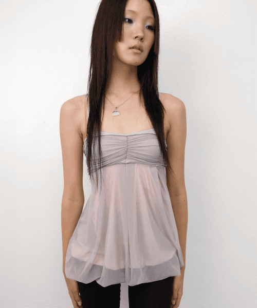 메쉬 플러프 미니 탑 *라일락 블러쉬