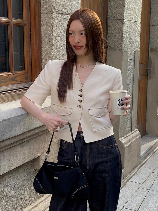 SINGLE STITCH DETAILED CROP JACKET