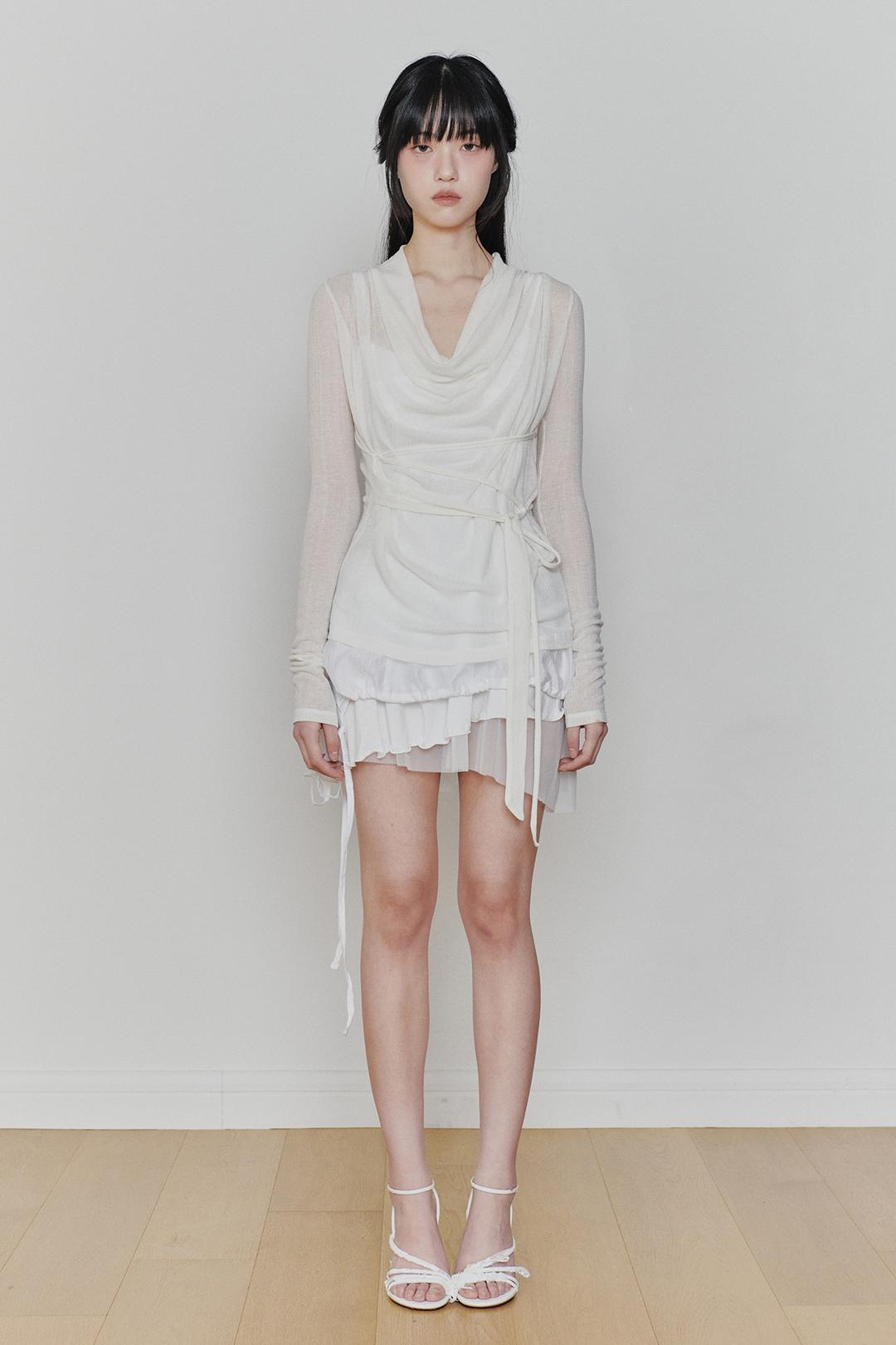 LILY COWL RIBBON TOP ivory