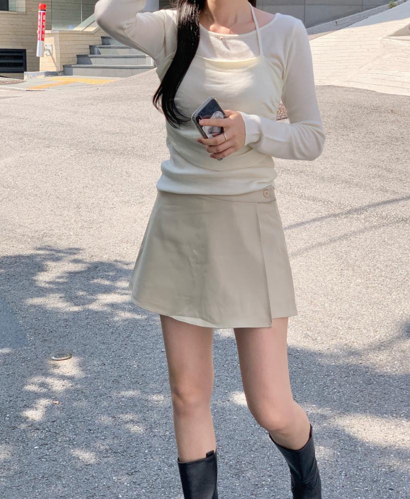 [베이지 당일] 래디 버튼 랩 스커트 팬츠(2col)
