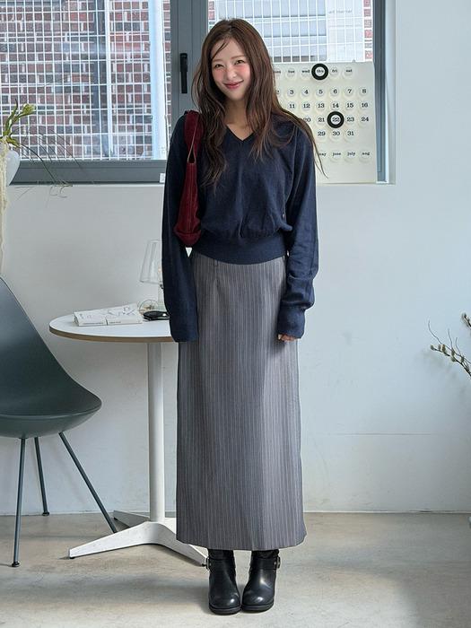 [지구PICK] BELTED STRIPE LONG SKIRT S (SK-5090)