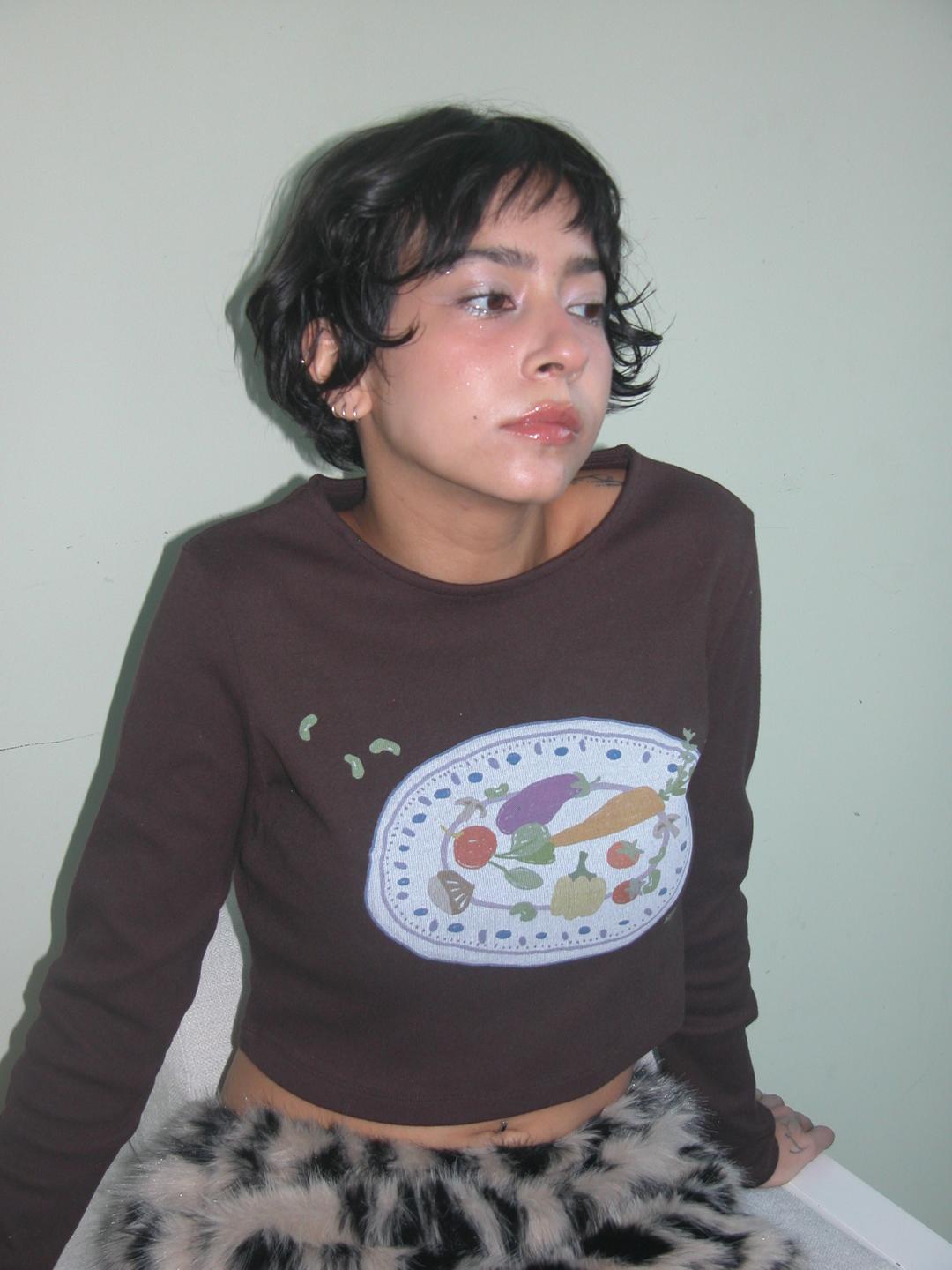 Veggie Crop L/S, Brown