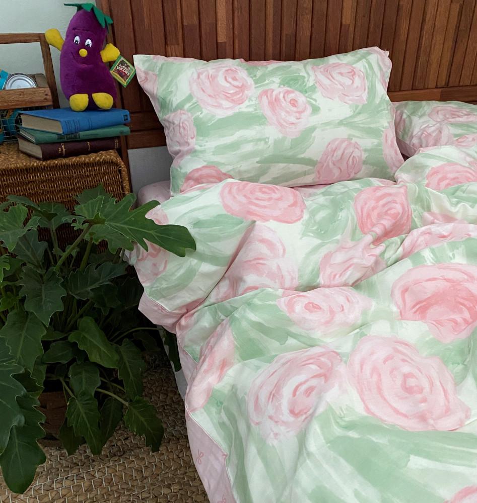 빈티지 핑크 빅로즈 사계절 이불 커버 세트 순면 침구 S/SS