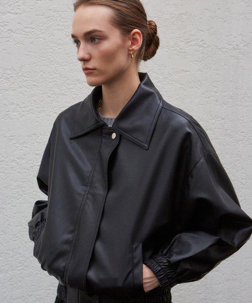 VEGAN LEATHER BLOUSON_BLACK