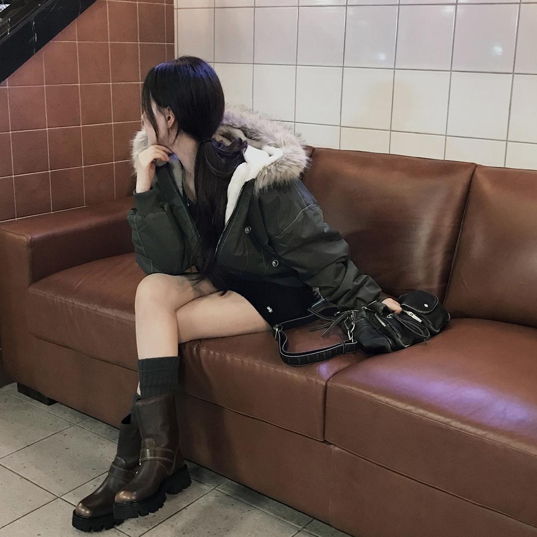 크림치즈마켓 [생활방수❄️] 스티치 시그널 야상 퍼자켓 - jk