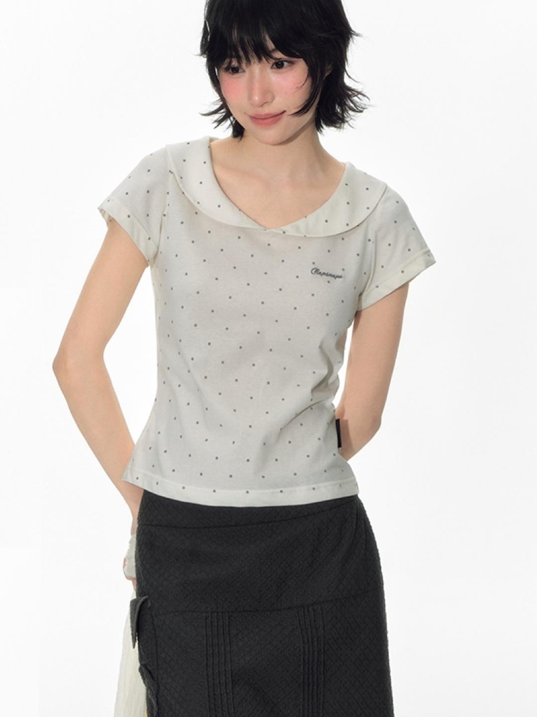 TAKEANAP Polka Dot Doll Slim Top