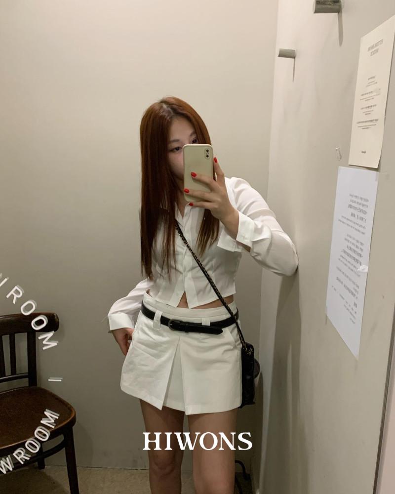 여성 유즈 새틴 크롭 셔츠 2color : 하이원스