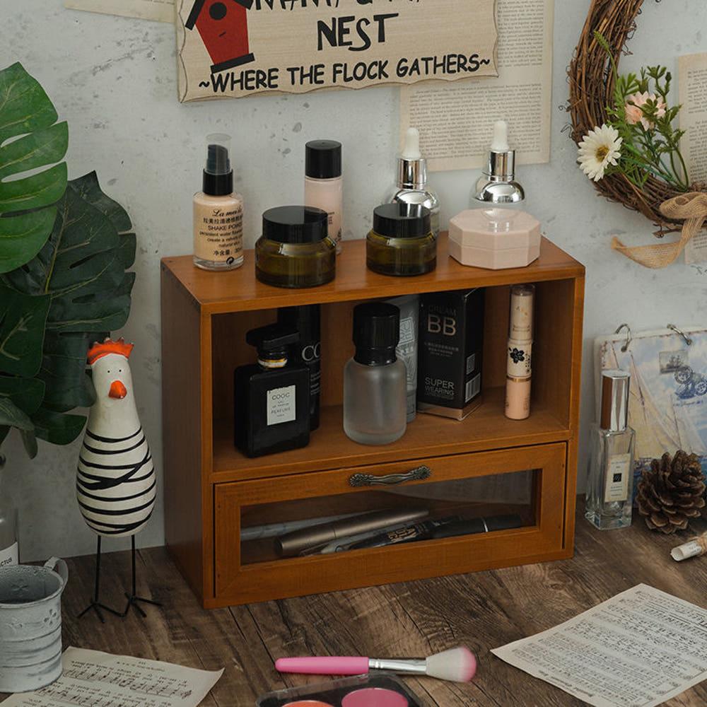 빈티지 미니 우드 선반 수납장 엔틱 쇼케이스 유리진열장