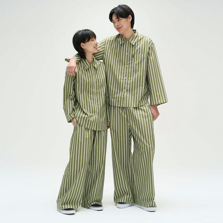 GR103 클래식 홈웨어 파자마 셋업_카키 레이어 스트라이프 2SIZES (선물패키지포함)