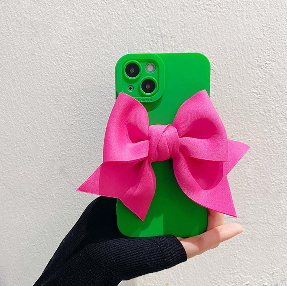 [그린] 핫핑크 리본 케이스 / 아이폰13 아이폰12 아이폰11 아이폰X 아이폰 케이스