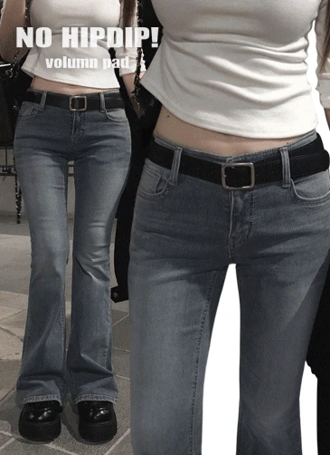 *허얇골넓/골반패드* -5kg,플라 로우라이즈 데님 부츠컷 팬츠 부츠컷청바지 골반뽕 키작녀 가을 연청바지(데님)