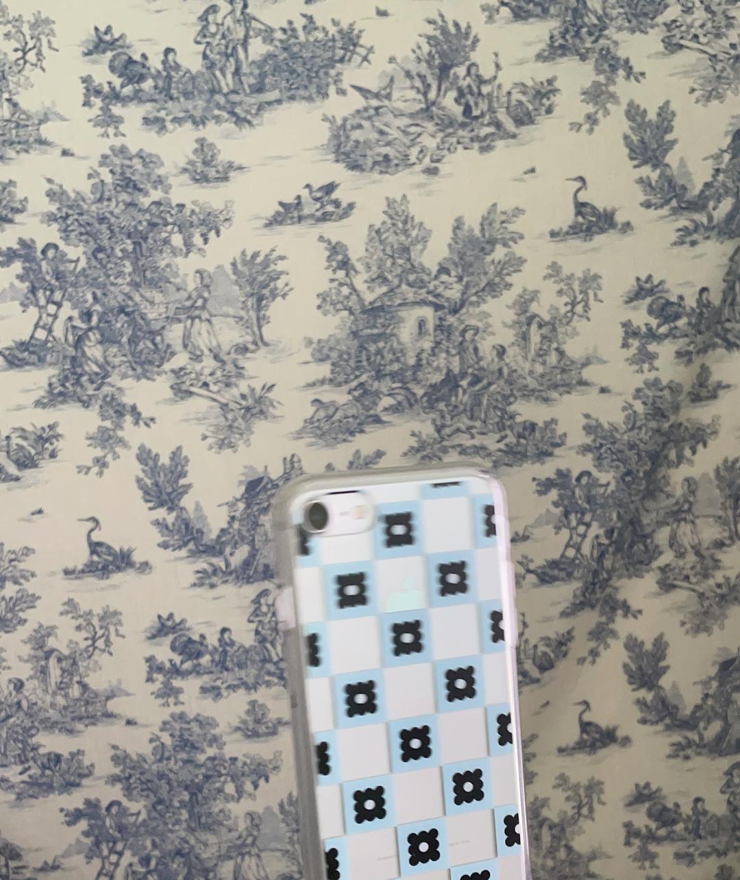 [Order made] IPhone clear case - Flower checker board