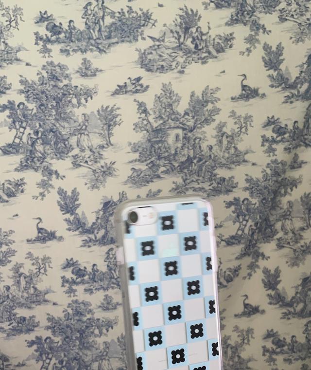 [Order made] IPhone clear case - Flower checker board