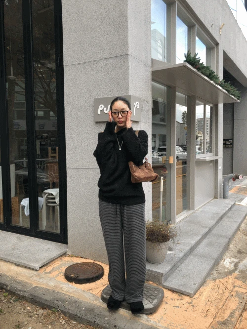 올슨 와플 기모 팬츠