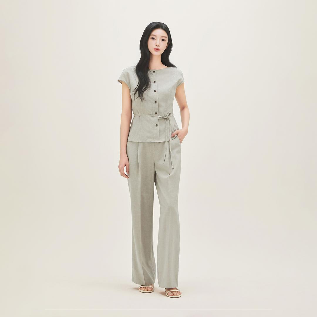 로엠 [올데이슬랙스] 원턱 와이드 밴딩슬랙스(숏ver.) RMTWG25R11