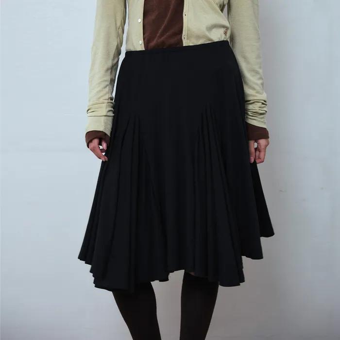 [3차] 플레어 패널 미디스커트_블랙