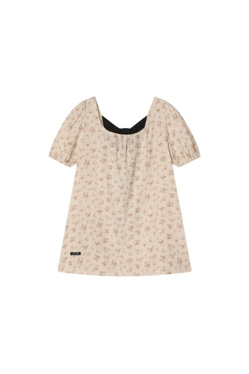 Black Tie Blouse Vintage Flower
