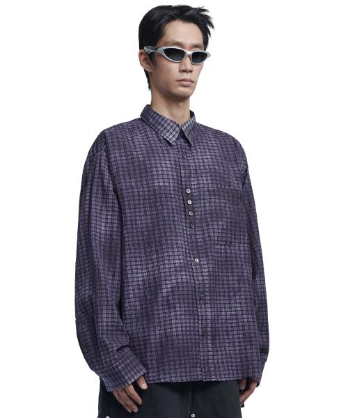 OVERDYED CHECK SHIRT - PURPLE