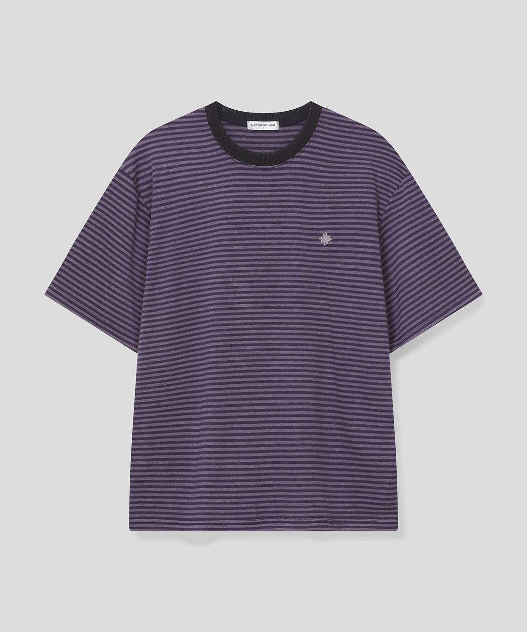 스트라이프 반팔 티셔츠_퍼플