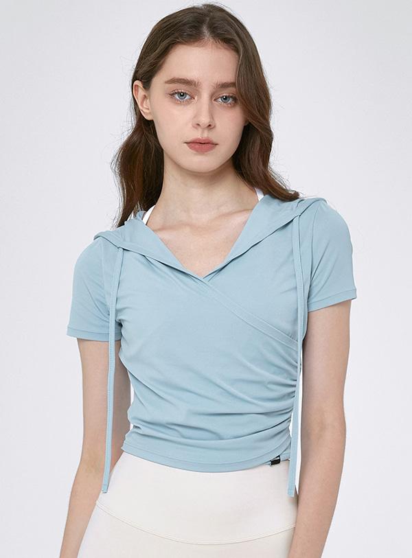 러피 후드 랩 숏슬리브 (2colors)