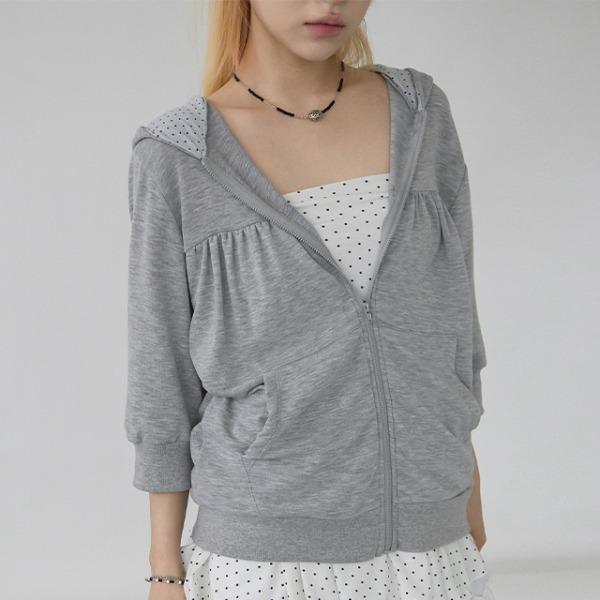 치히로 도트 후드집업