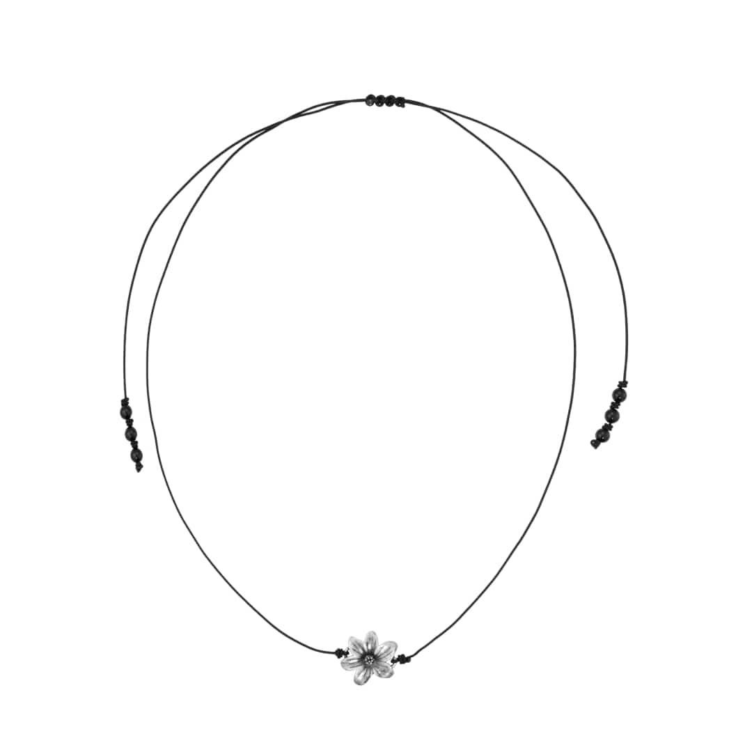 petal strap necklace-black