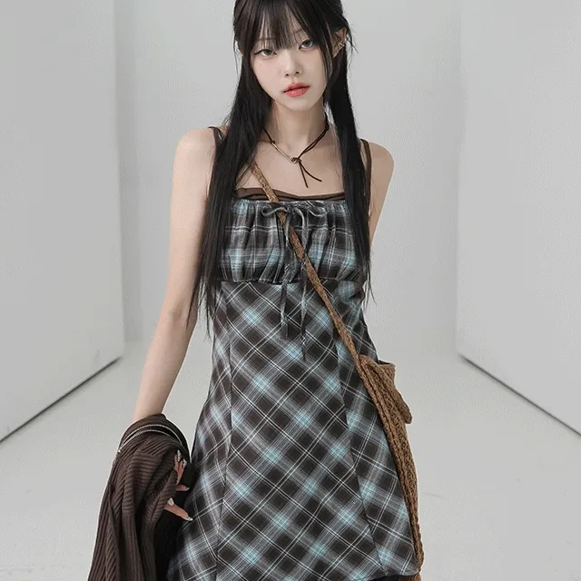 세라핀 리본 체크 미니원피스