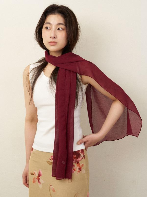 sheer dried long scarf - wine