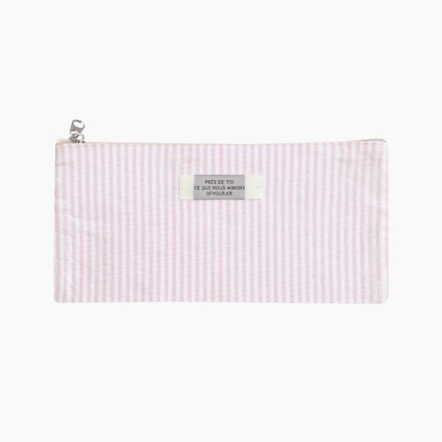 Pencil Case, Faded Pink Stripe