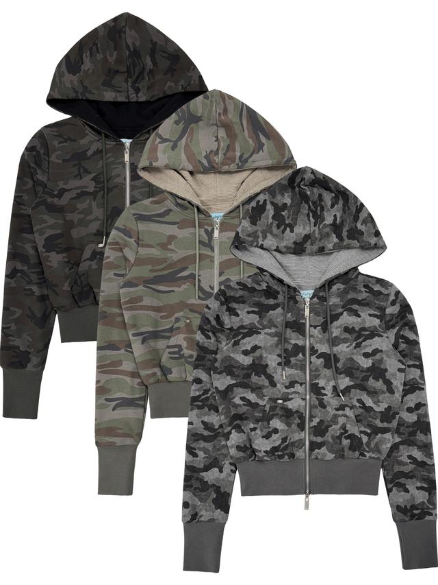 Camo Waffle Hooded Zip-Up