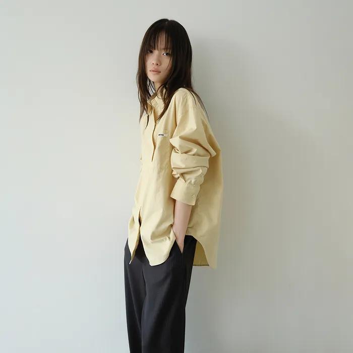 CLASSIC LOOSE FIT WASHING COTTON SHIRT, YELLOW